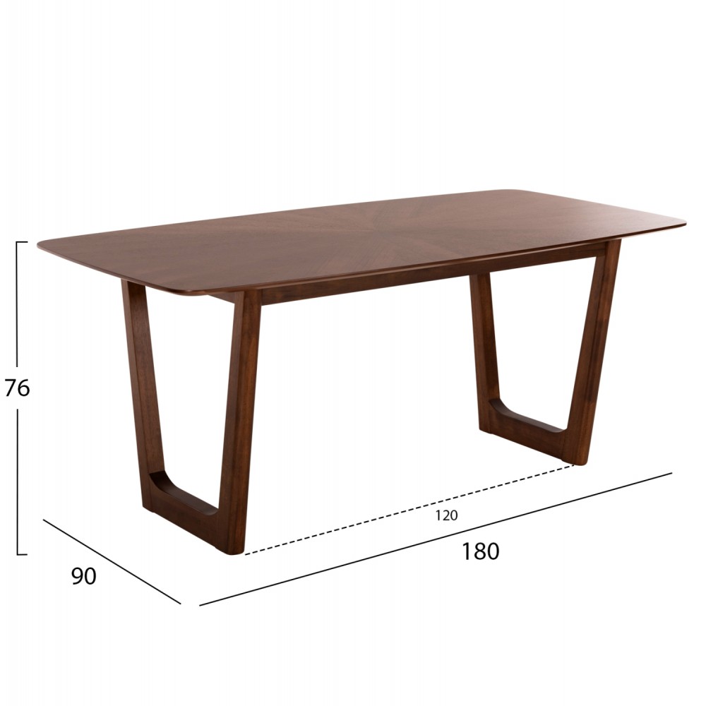 Τραπέζι τραπεζαρίας "RINER" σε χρώμα καρυδί 180x90x76