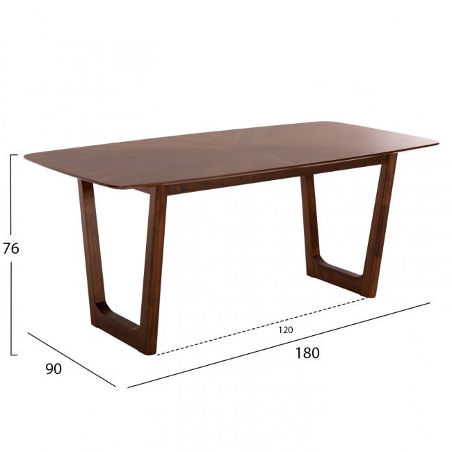 Τραπέζι τραπεζαρίας "RINER" σε χρώμα καρυδί 180x90x76