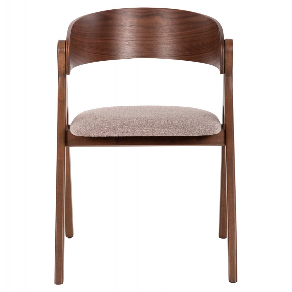 Πολυθρόνα "NEKKER" από ξύλο/ύφασμα σε χρώμα καρυδί/μπέζ 56x55x78