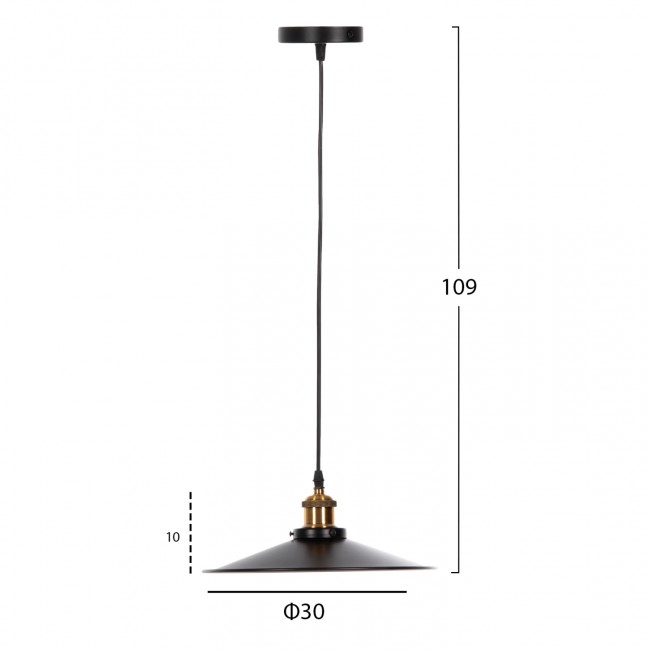 Φωτιστικό οροφής μονόφωτο από μέταλλο σε χρώμα μαύρο Φ30x109