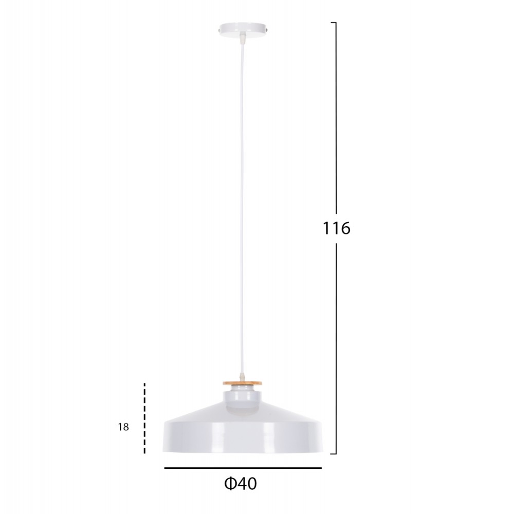 Φωτιστικό οροφής μονόφωτο από μέταλλο σε χρώμα λευκό Φ40x116