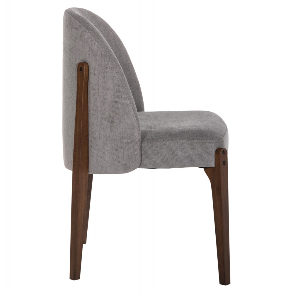 Καρέκλα "RAMMER" από ξύλο/ύφασμα σε χρώμα καρυδί/γκρι 57x55x86