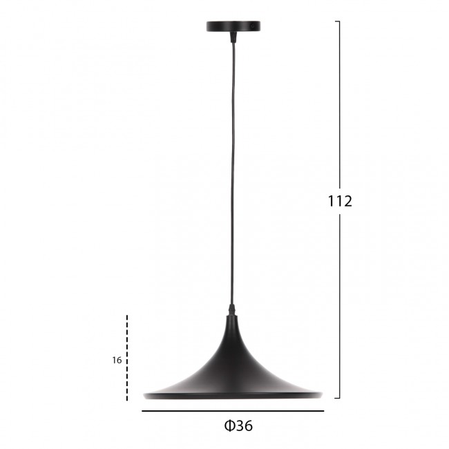 Φωτιστικό οροφής μονόφωτο από αλουμίνιο σε χρώμα μαύρο Φ36x112