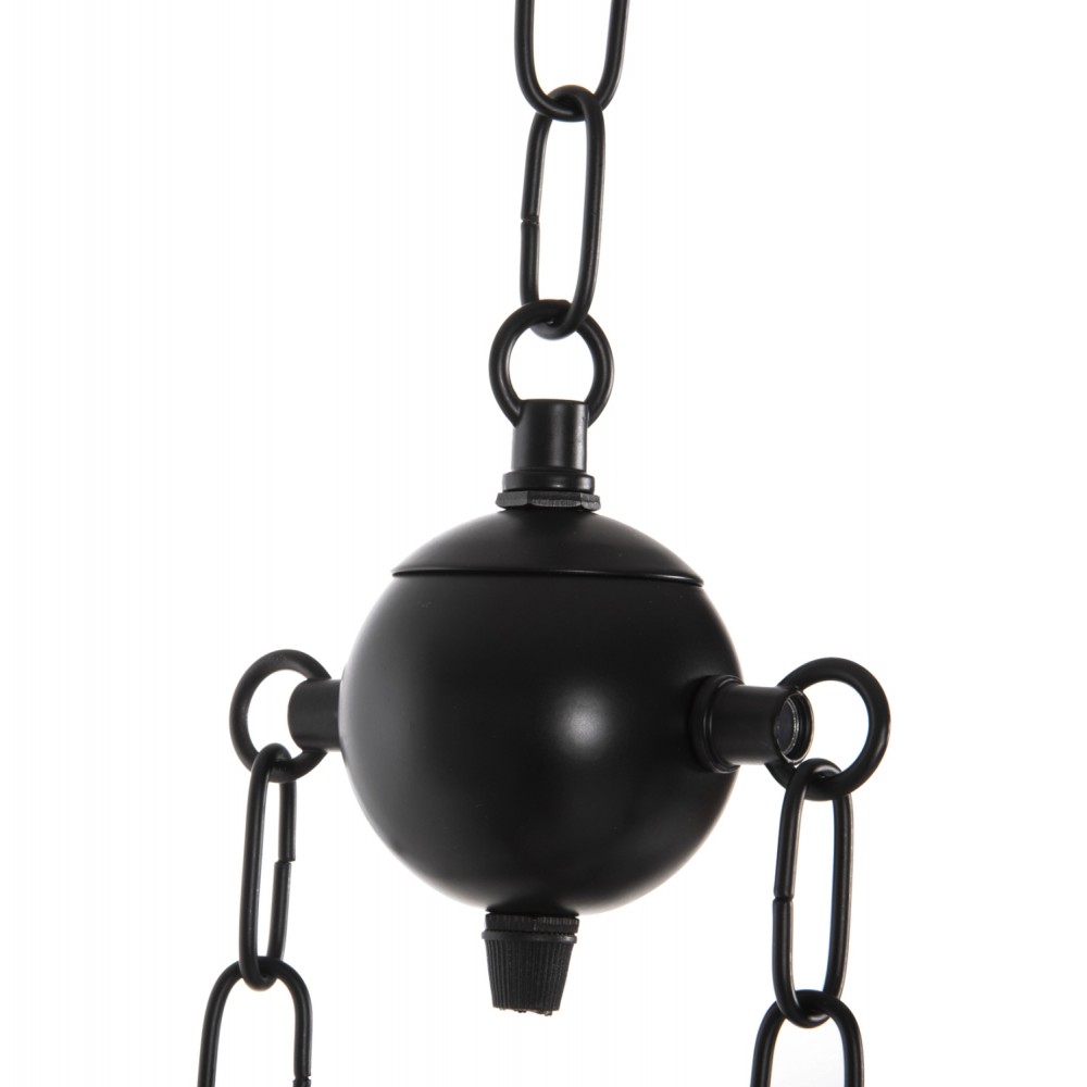 Φωτιστικό οροφής πολύφωτο από μέταλλο/ξύλο σε χρώμα μαύρο/καρυδί 95x35x116