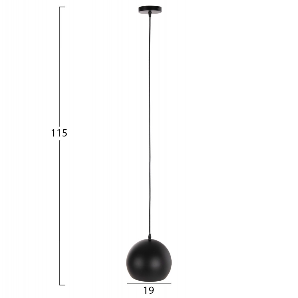 Φωτιστικό οροφής μονόφωτο από μέταλλο σε χρώμα μαύρο 19x19x115