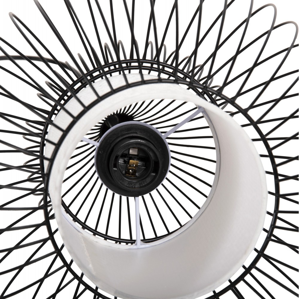 Φωτιστικό οροφής μονόφωτο από μέταλλο/ύφασμα σε χρώμα μαύρο/λευκό Φ30x115