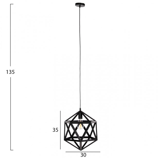 Φωτιστικό οροφής μονόφωτο από μέταλλο σε χρώμα μαύρο 30x30x35