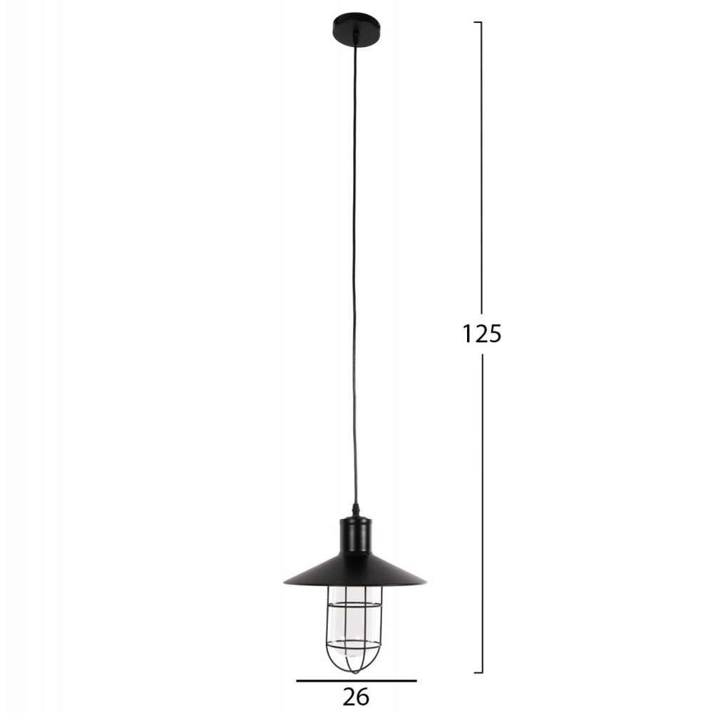 Φωτιστικό οροφής μονόφωτο από μέταλλο σε χρώμα μαύρο Φ26x125