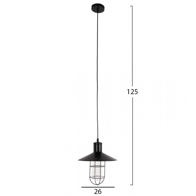 Φωτιστικό οροφής μονόφωτο από μέταλλο σε χρώμα μαύρο Φ26x125