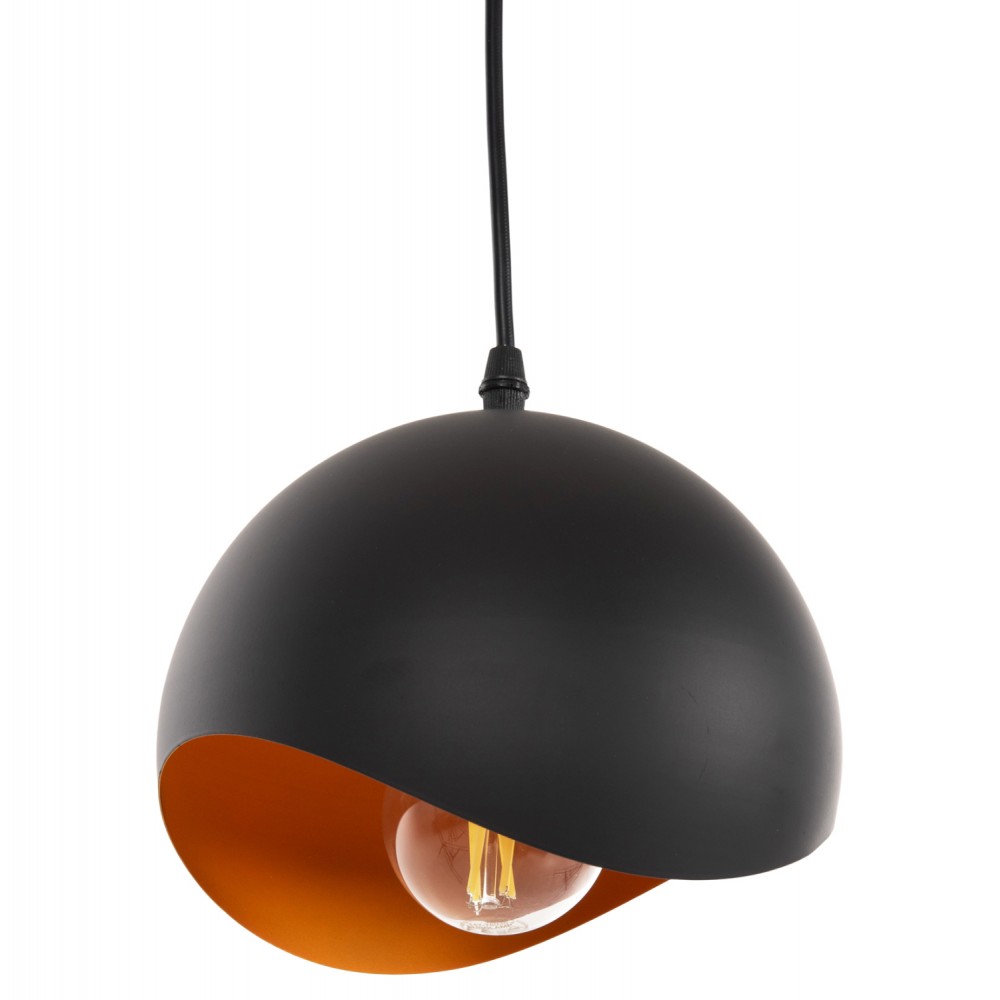 Φωτιστικό οροφής μονόφωτο από μέταλλο σε χρώμα μαύρο/πορτοκαλί Φ20x118