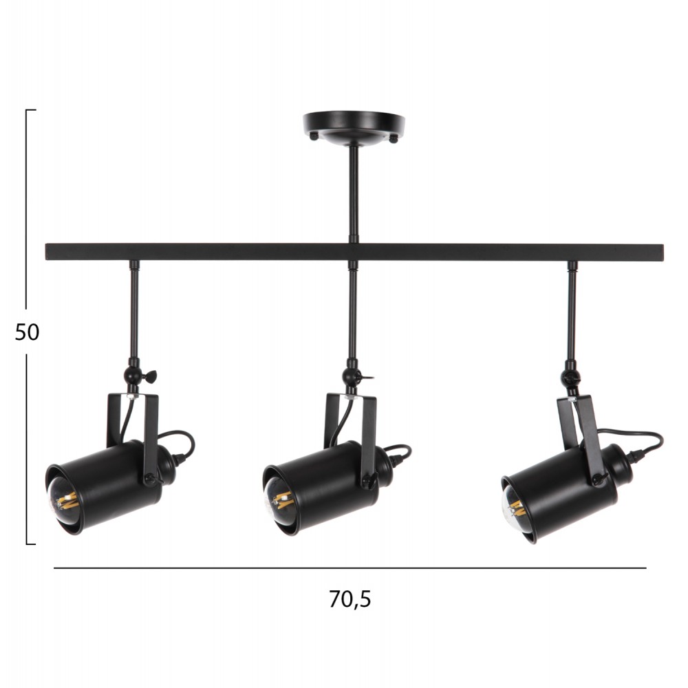 Φωτιστικό οροφής πολύφωτο από μέταλλο σε χρώμα μαύρο 70,5x14x50