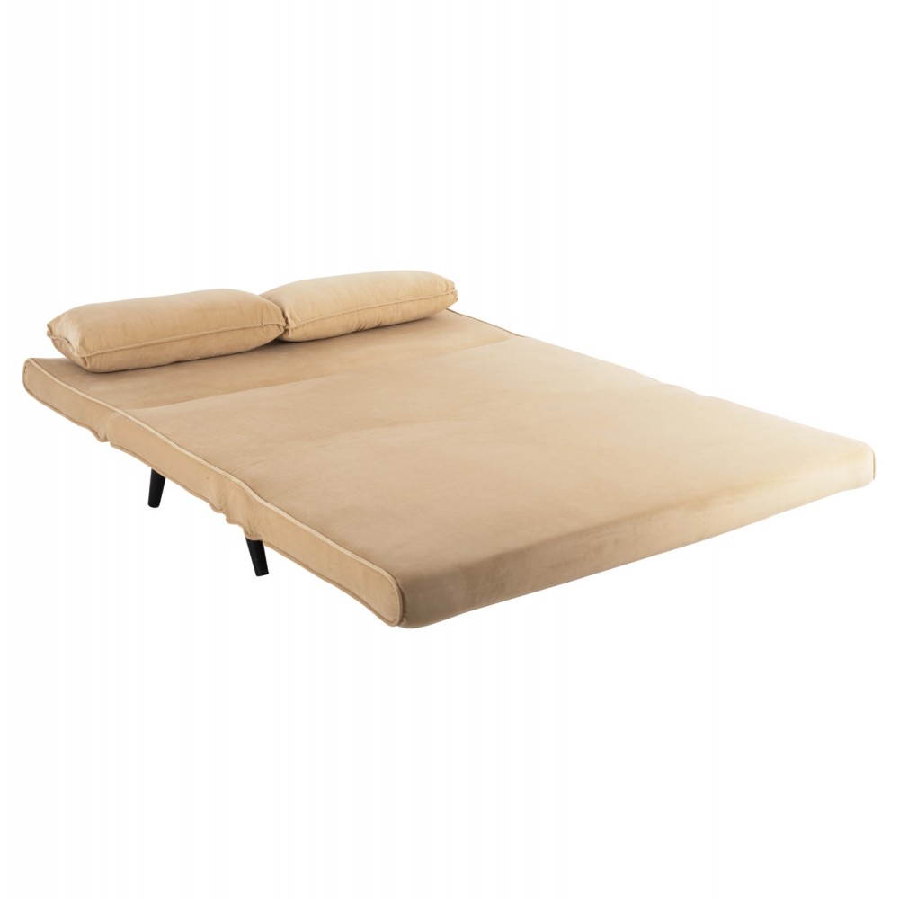 Καναπές κρεβάτι "ASMA" διθέσιος από βελούδο σε χρώμα μπέζ 142x96x74