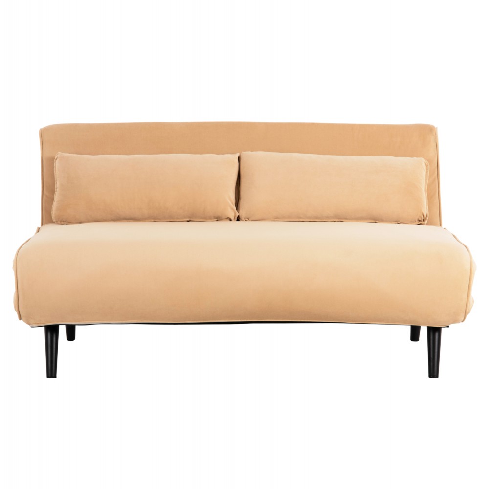 Καναπές κρεβάτι "ASMA" διθέσιος από βελούδο σε χρώμα μπέζ 142x96x74
