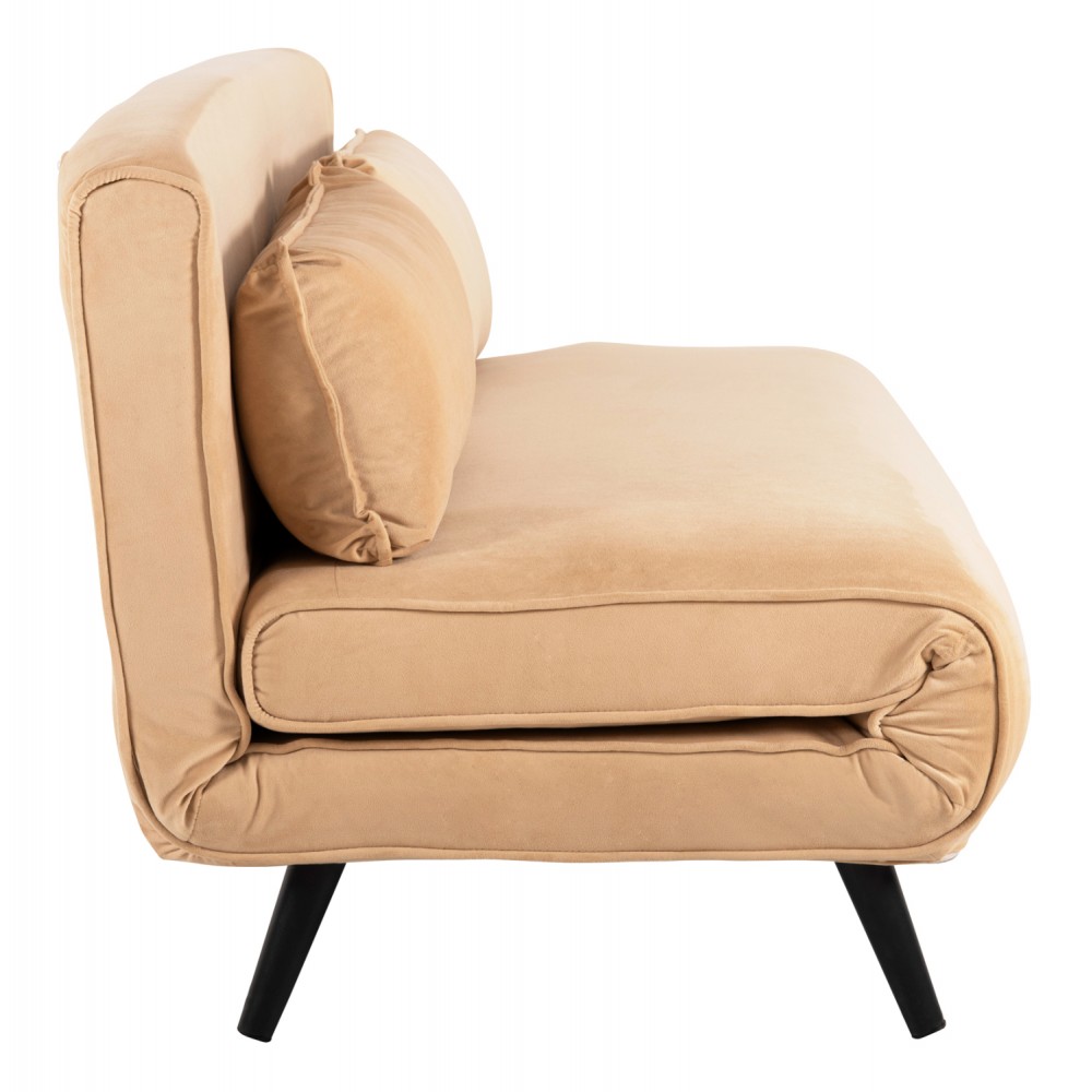 Καναπές κρεβάτι "ASMA" διθέσιος από βελούδο σε χρώμα μπέζ 142x96x74