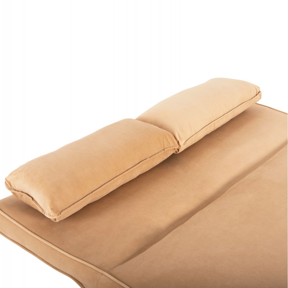 Καναπές κρεβάτι "ASMA" διθέσιος από βελούδο σε χρώμα μπέζ 142x96x74