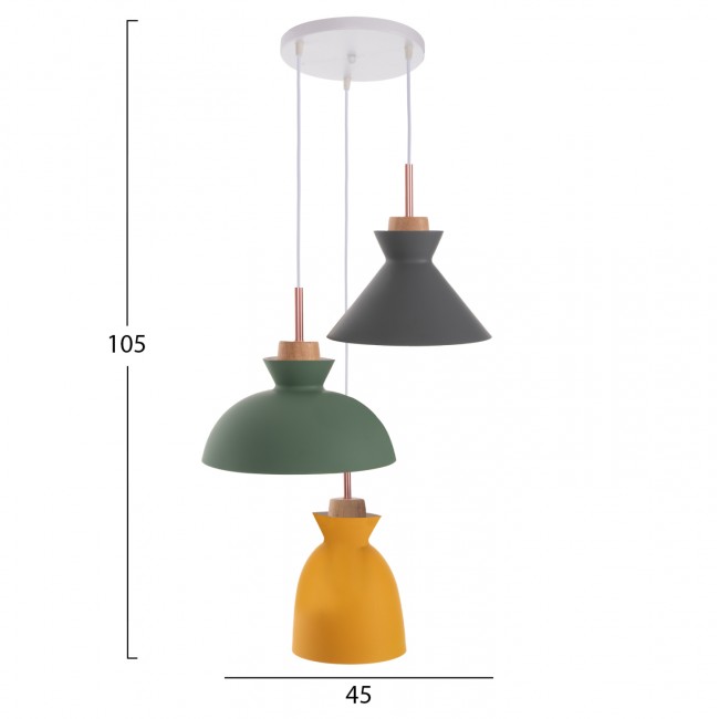 Φωτιστικό οροφής πολύφωτο από μέταλλο/ξύλο πολύχρωμο 45x45x105