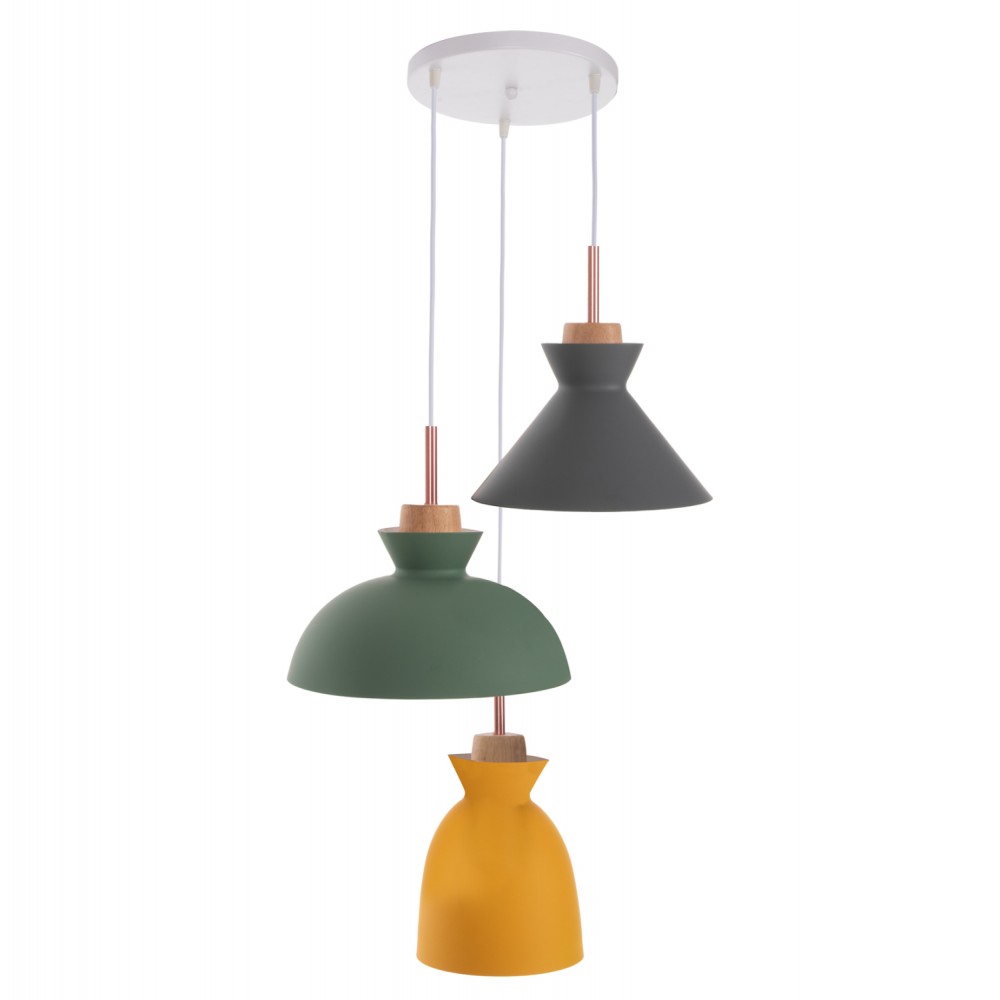 Φωτιστικό οροφής πολύφωτο από μέταλλο/ξύλο πολύχρωμο 45x45x105