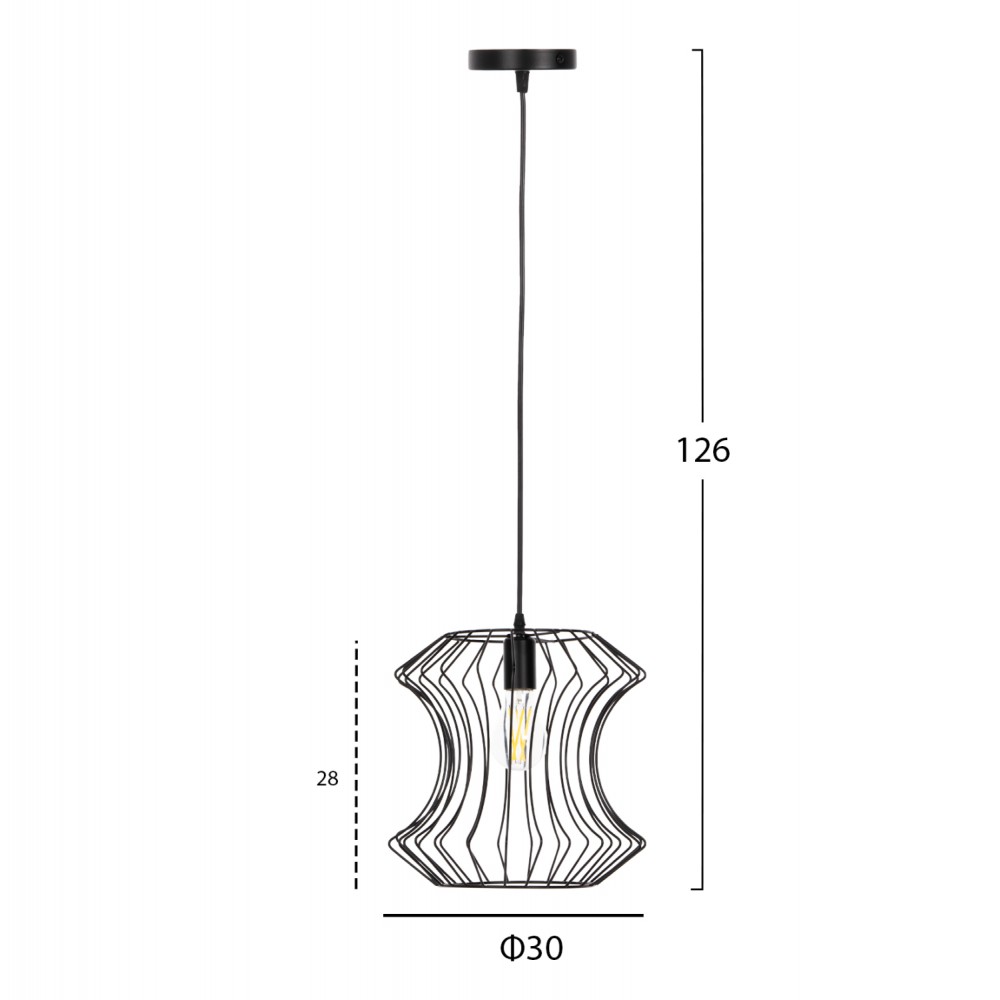 Φωτιστικό οροφής από μέταλλο σε χρώμα μαύρο Φ30x126