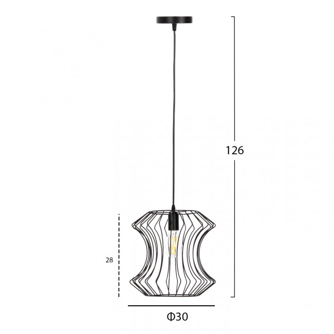 Φωτιστικό οροφής από μέταλλο σε χρώμα μαύρο Φ30x126