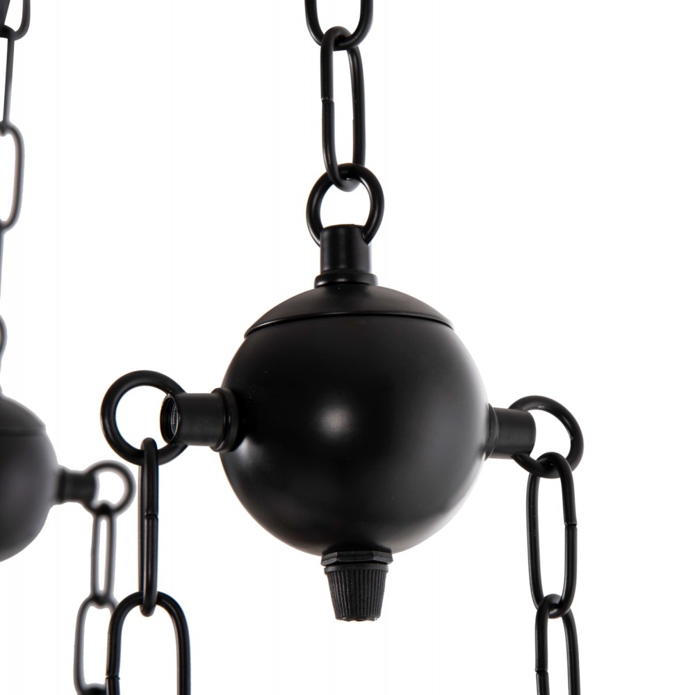 Φωτιστικό οροφής πολύφωτο από μέταλλο/ξύλο/γυαλί σε χρώμα μαύρο/καρυδί 90x38x116