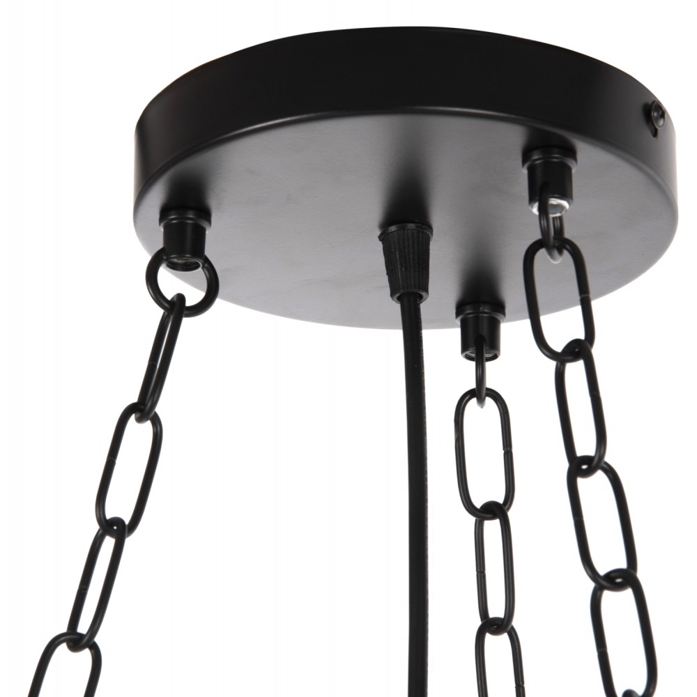 Φωτιστικό οροφής πολύφωτο από μέταλλο/ξύλο/γυαλί σε χρώμα μαύρο/καρυδί 69x69x119