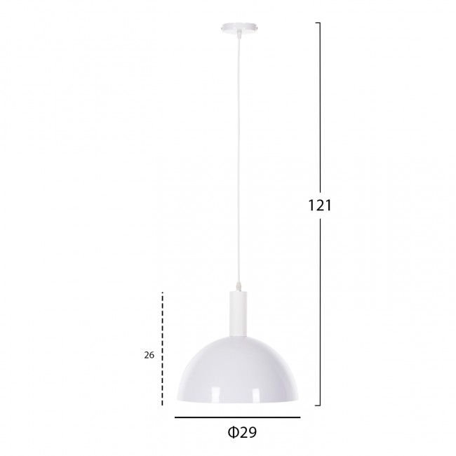 Φωτιστικό οροφής μονόφωτο από μέταλλο σε χρώμα λευκό Φ29,5Χ119