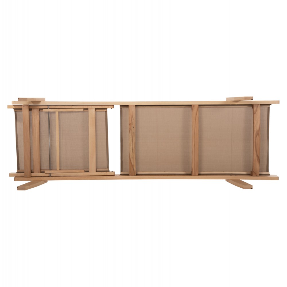 Ξαπλώστρα επαγγελματική από ξύλο/πανί σε χρώμα φυσικό/μοκα 200x61-66x31-91