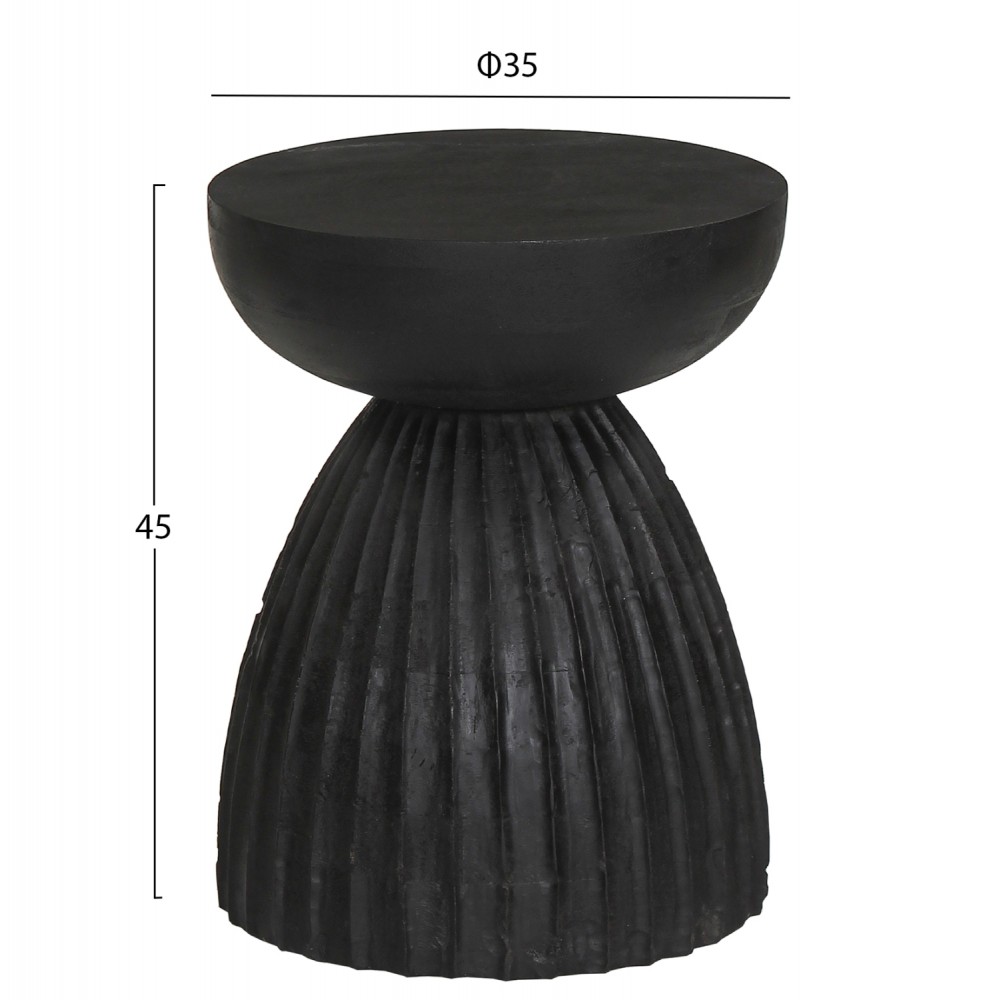 Σκαμπό "SCALLOP" από ξύλο σε χρώμα μαύρο Φ35x45