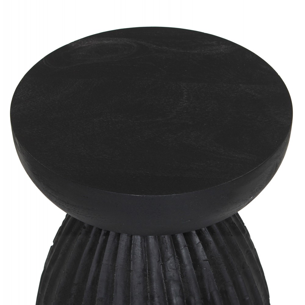 Σκαμπό "SCALLOP" από ξύλο σε χρώμα μαύρο Φ35x45