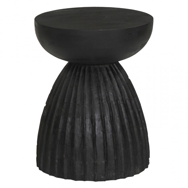 Σκαμπό "SCALLOP" από ξύλο σε χρώμα μαύρο Φ35x45