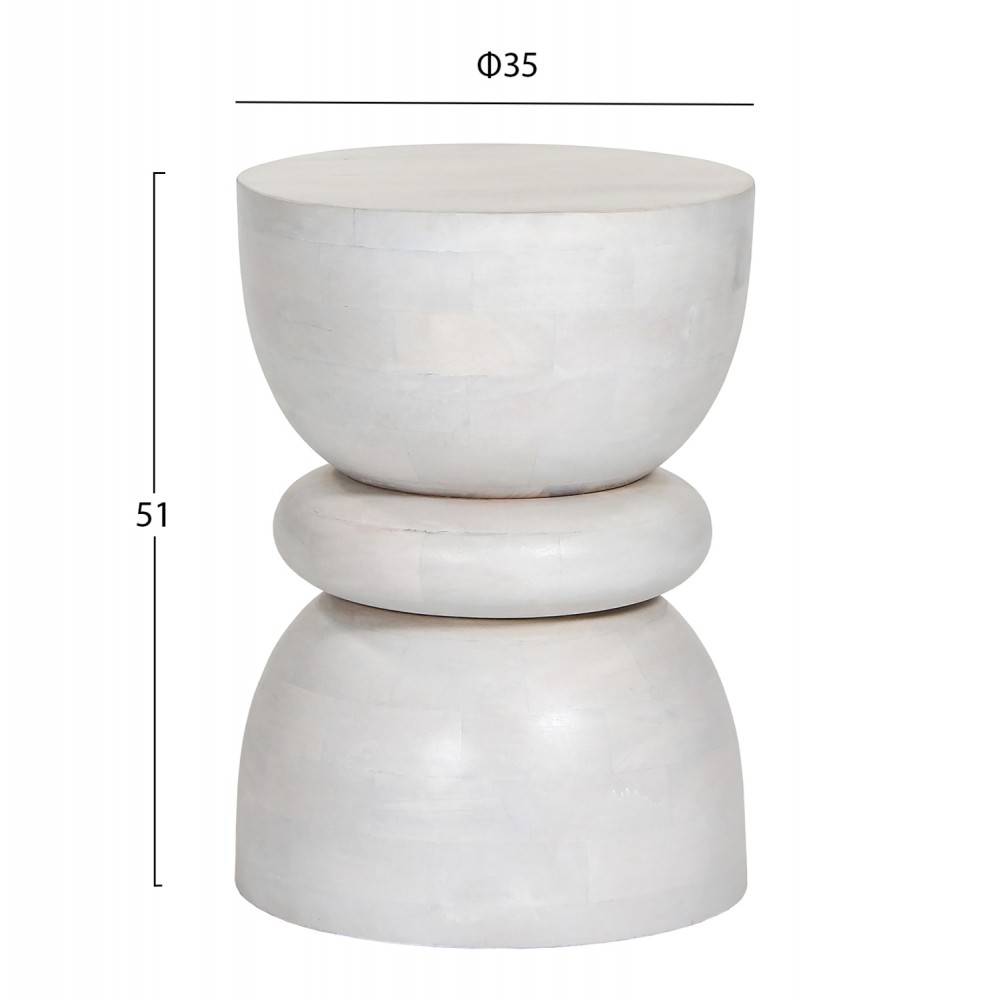 Σκαμπό "COIL" από ξύλο σε χρώμα λευκό Φ35x51