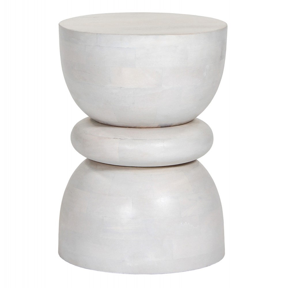 Σκαμπό "COIL" από ξύλο σε χρώμα λευκό Φ35x51