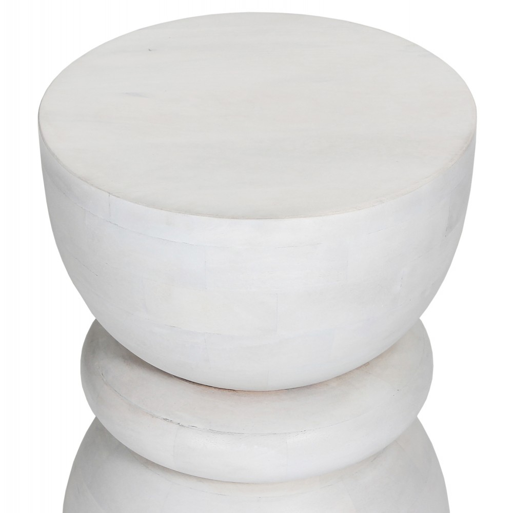 Σκαμπό "COIL" από ξύλο σε χρώμα λευκό Φ35x51