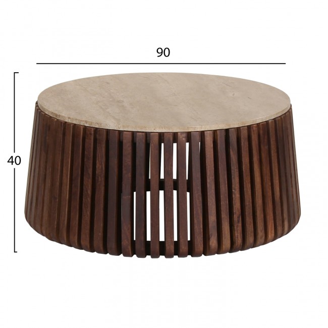 Τραπέζι σαλονιού "KREST" σε χρώμα καφέ Φ90x40