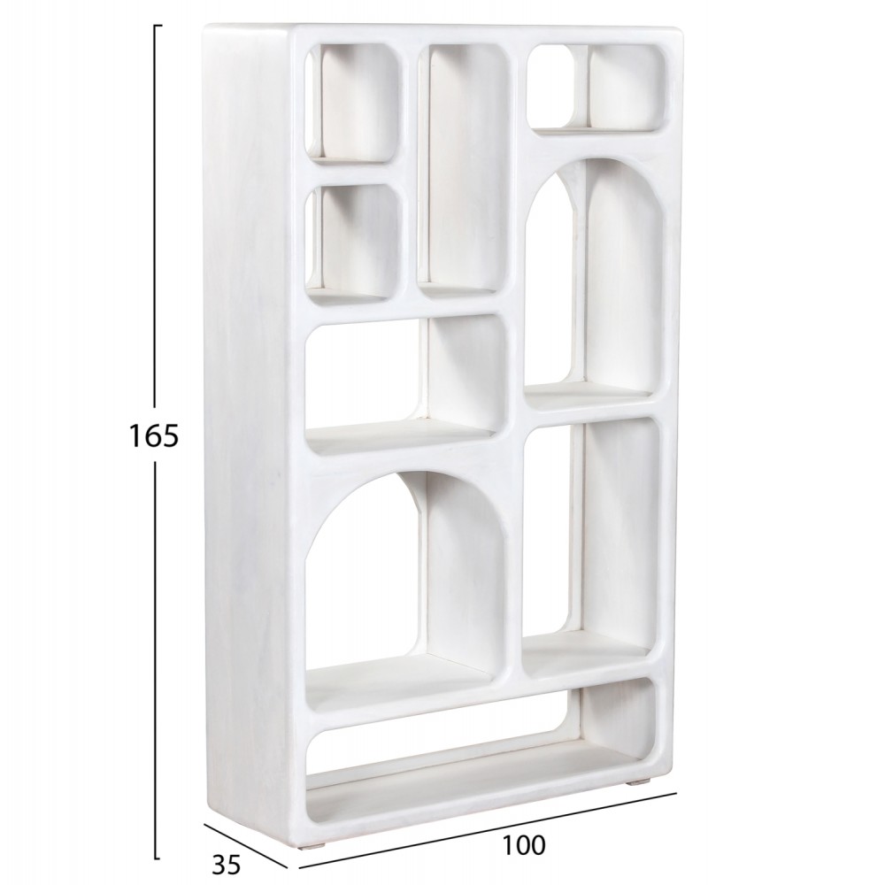 Βιβλιοθήκη ''HANDYR'' από ξύλο σε λευκό χρώμα 100x35x165