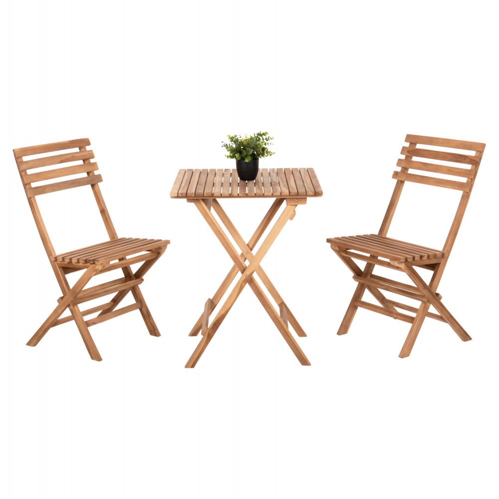 Σετ εξωτερικού χώρου 3τμχ από ξύλο σε φυσικό χρώμα 46x50x88,5