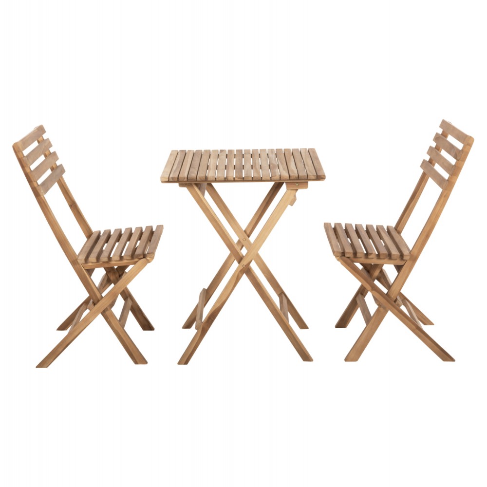 Σετ εξωτερικού χώρου 3τμχ από ξύλο σε φυσικό χρώμα 46x50x88,5