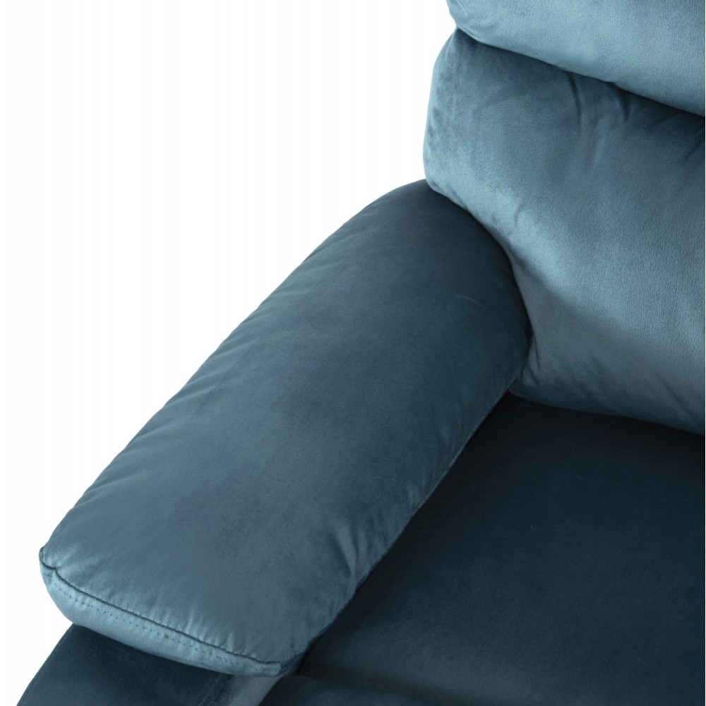 Πολυθρόνα  relax "YASUMU" από βελούδο σε χρώμα πετρόλ 80x93x100