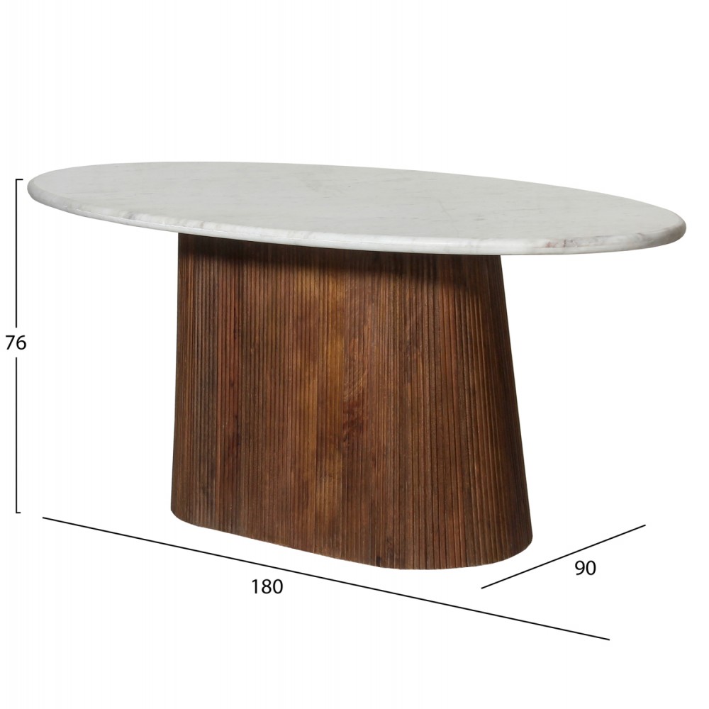 Τραπέζι τραπεζαρίας "PURGER" σε χρώμα καφέ/λευκό 180x90x76