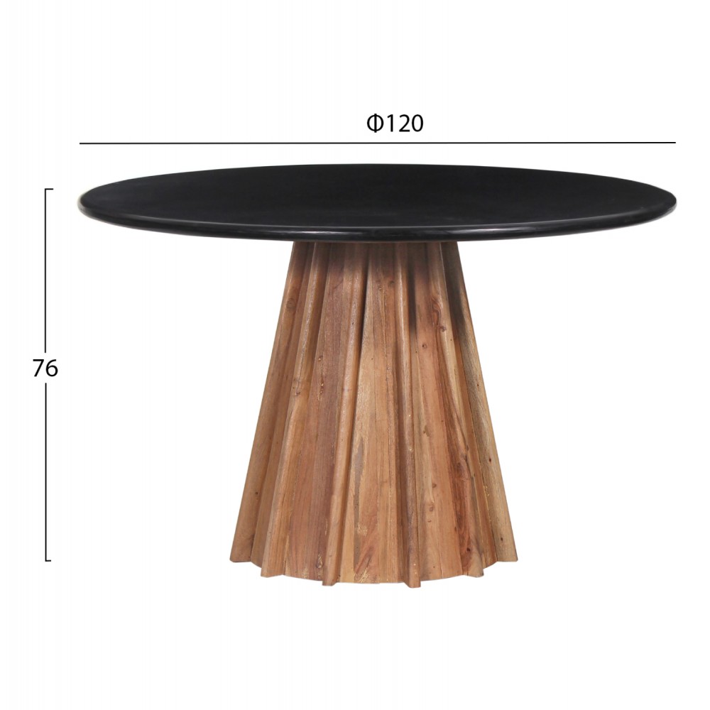 Τραπέζι τραπεζαρίας "DRAXX" σε χρώμα φυσικό/μαύρο Φ120x76