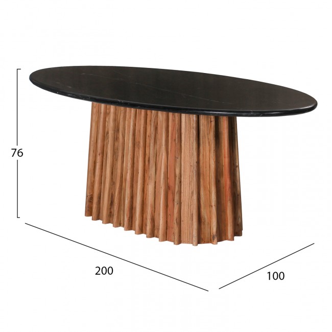 Τραπέζι τραπεζαρίας "DRAXX" σε χρώμα φυσικό/μαύρο 200x100x76