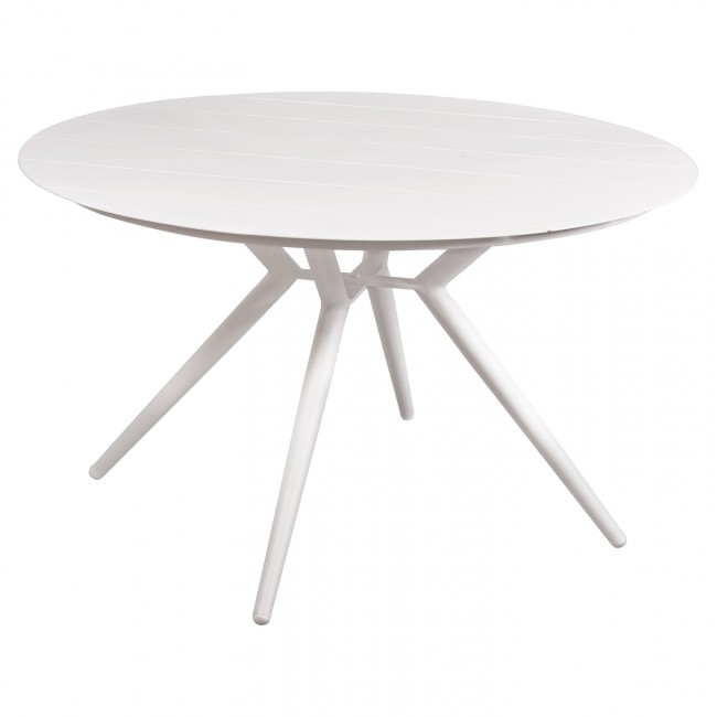 Τραπέζι "HIGER" από αλουμίνιο σε χρώμα λευκό Φ126Χ75
