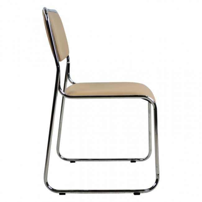 Καρέκλα επισκέπτη από μέταλλο/PU σε χρώμα χρωμίου/μόκα 47x48x78