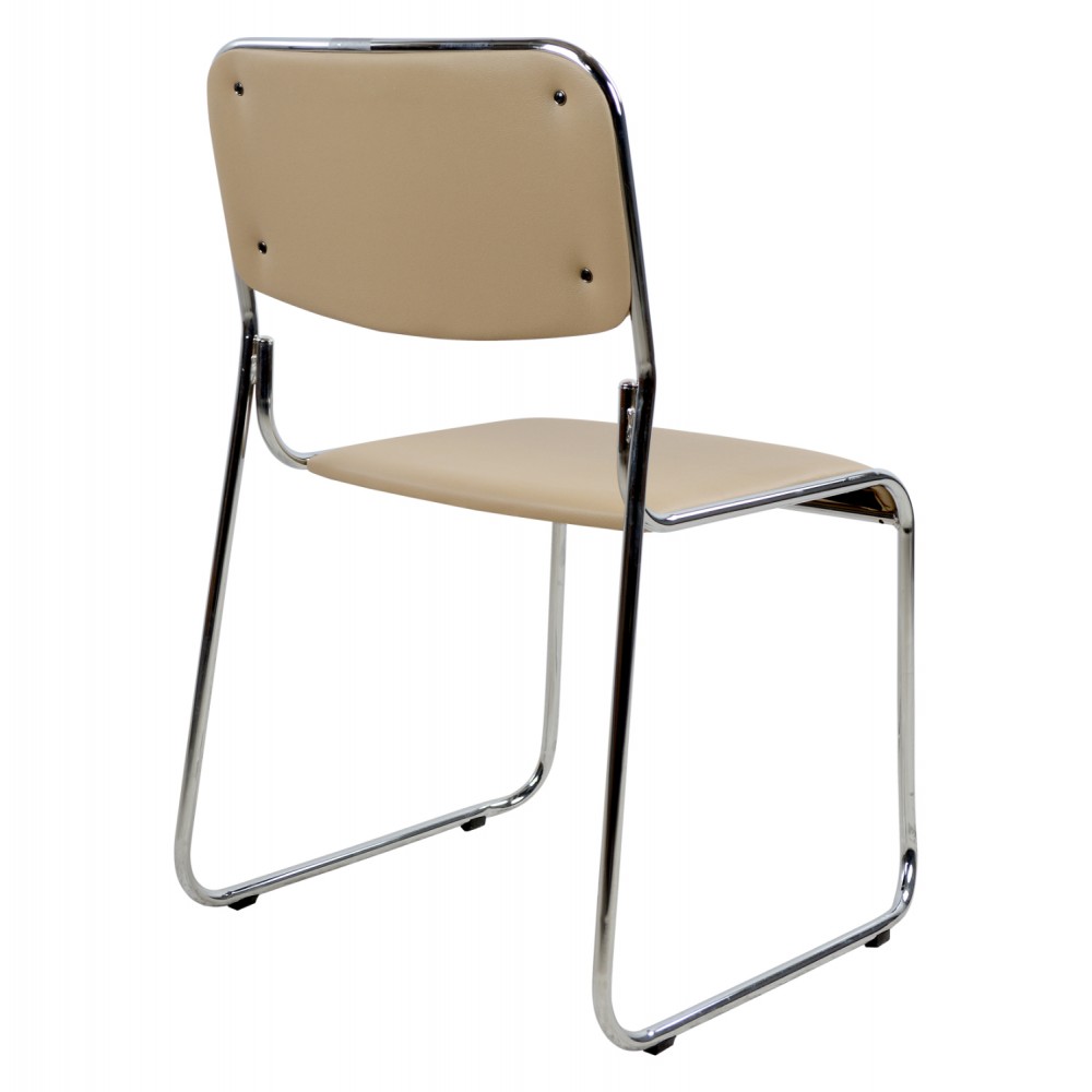 Καρέκλα επισκέπτη "MABEL" από μέταλλο/PU σε χρώμα χρωμίου/μόκα 47x48x78