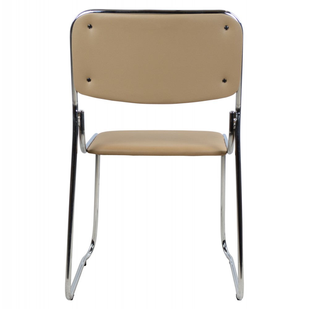 Καρέκλα επισκέπτη "MABEL" από μέταλλο/PU σε χρώμα χρωμίου/μόκα 47x48x78