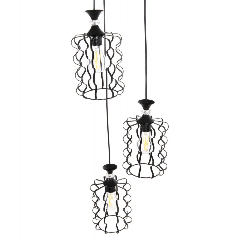 Φωτιστικό οροφής τρίφωτο από μέταλλο σε χρώμα μαύρο Φ34x128