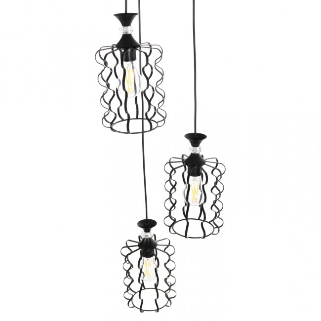 Φωτιστικό οροφής τρίφωτο από μέταλλο σε χρώμα μαύρο Φ34x128