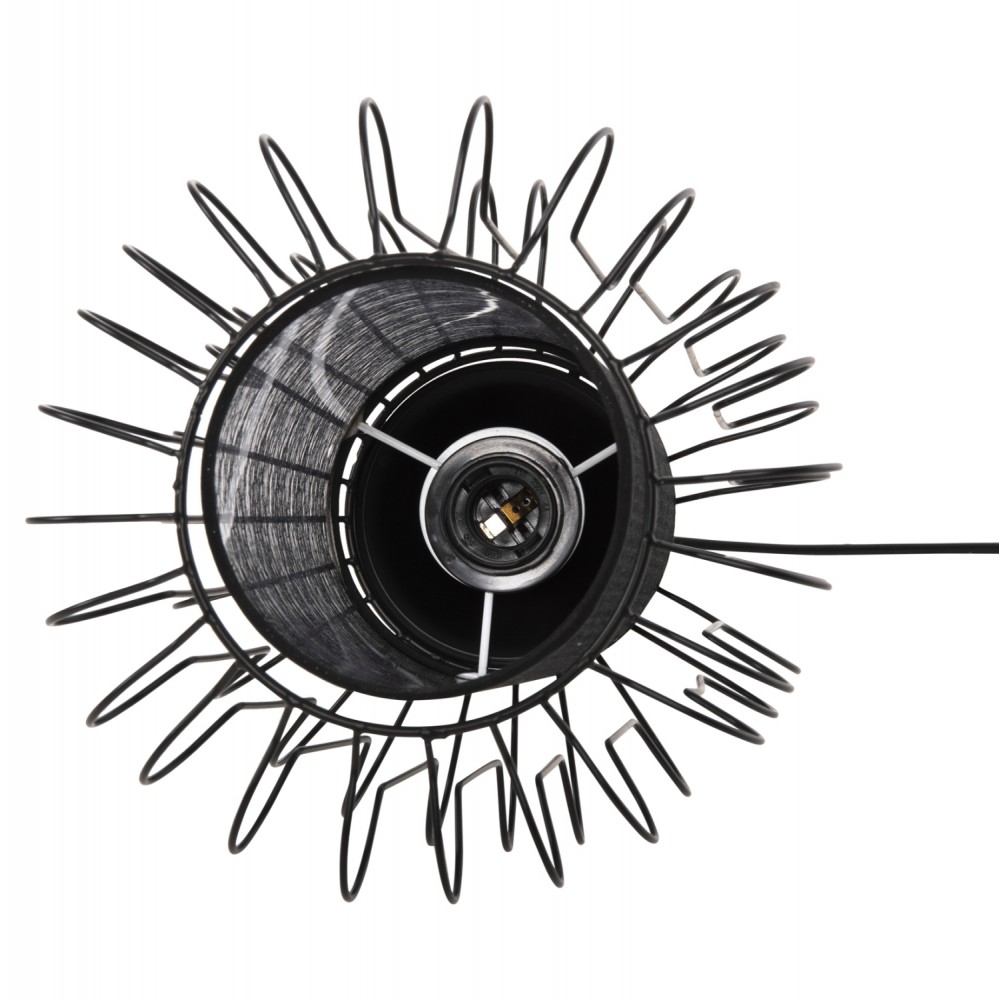 Φωτιστικό οροφής μονόφωτο από μέταλλο/ύφασμα σε χρώμα μαύρο/λευκό Φ24x130