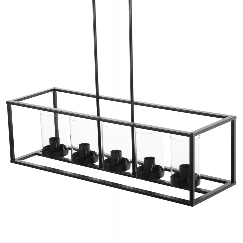 Φωτιστικό οροφής πεντάφωτο από μέταλλο/γυαλί σε χρώμα μαύρο 80x25x23,5-85