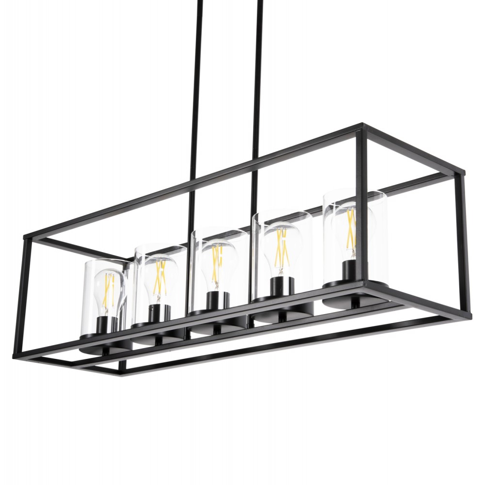 Φωτιστικό οροφής πεντάφωτο από μέταλλο/γυαλί σε χρώμα μαύρο 80x25x23,5-85
